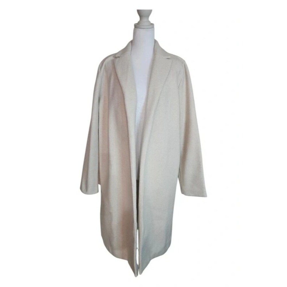 Zara Beige Open-Front Knit Coat